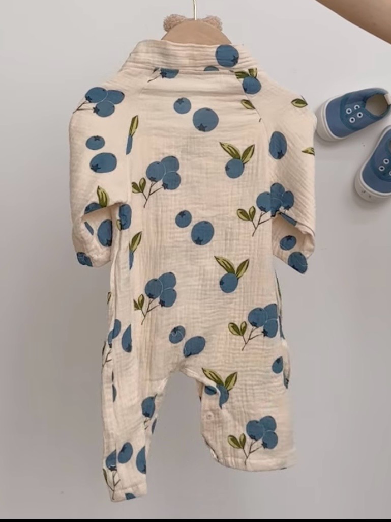 Miniolie Baby Blueberry Beige Kimono Romper Size 0-3 — image 4 of 4